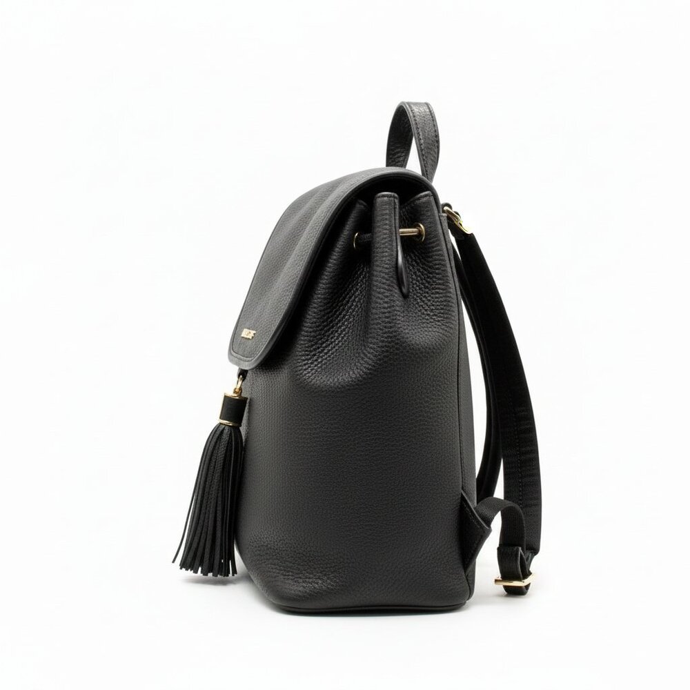 Michael Kors Bedford Black Drawstring Backpack with Gold Hardware - Picture 5 of 12